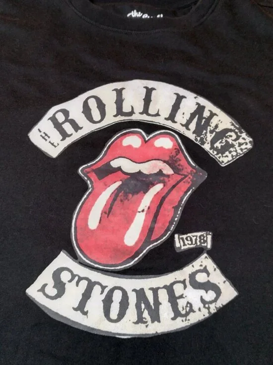 The Rolling Stones Sweatshirt Large Black Rock N Roll Band Tongue And Lips - Picture 1 of 9